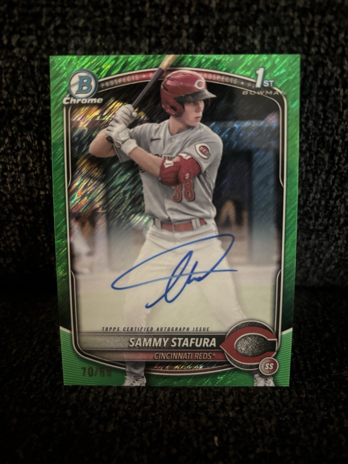 2025 Bowman - Chrome Prospect Autographs Sammy Stafura #CPA-SS Green Shimmer /99