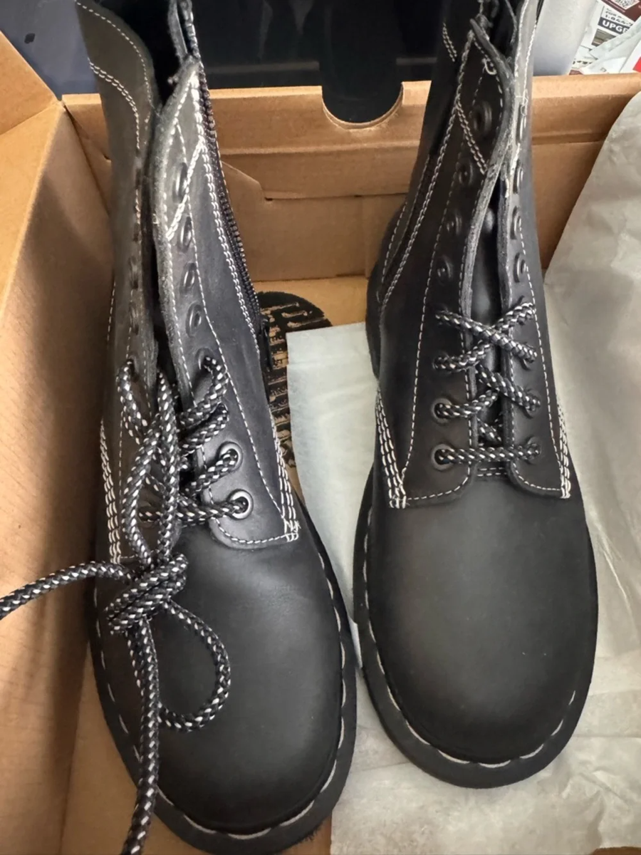Dr. Martens 1460 Pascal Nappa Front Zip Boots Combat Black Leather 