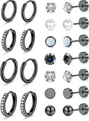 Jstyle Hypoallergenic Stud Hoop Earrings for Women Small Flat Back Surgical Stai