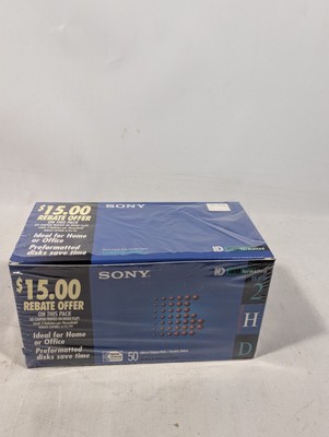 VTG 1998 SONY 3.5'' Micro Floppy Disks 50 Pack IBM Formatted HD 50MFD-2HD