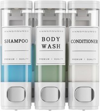 3 PCS Shower Soap Dispenser Wall Mounted No Drill 3 Chamber, 350ml