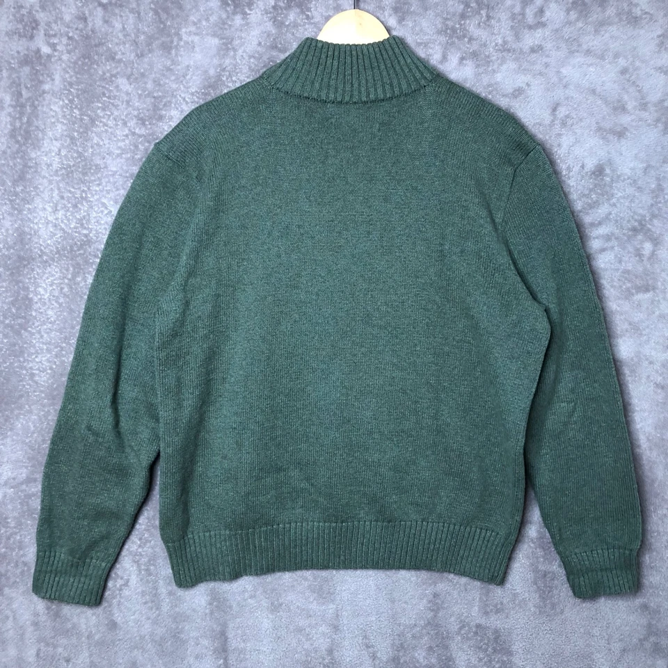 Suéter Polo by Ralph Lauren Para Hombre Grande Verde 100% Algodón Tejido 1/4 Cremallera Pullover Foto 3 de 4