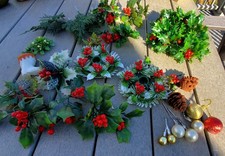 Vintage Christmas Picks Crafting Assorted Lot of 35 Plastic Berries Balls Holly