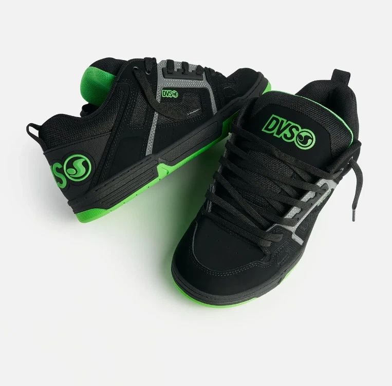 DVS Comanche Black Green Nubuck Skateboarding Trainers Sneakers FREE EARBUDS
Opens in a new window o
