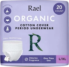 Rael Disposable Period Underwear Made with Organic Cotton (Size L-XL, 20 Count)