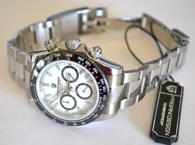 NEW Pagani Design PD-1644 Stainless WHITE with BLACK SUB RINGS Quartz US SELLER