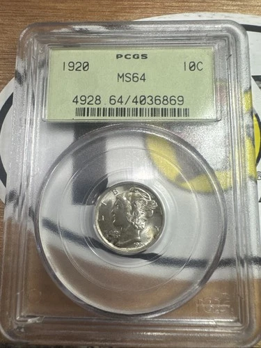 1920 Mercury Dime PCGS MS64 … OLD GREEN HOLDER !!!