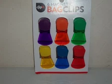 NEW Clip'n 6 Magnetic Bag Clips Multi-Purpose Assorted Colors 3 Inches in Length