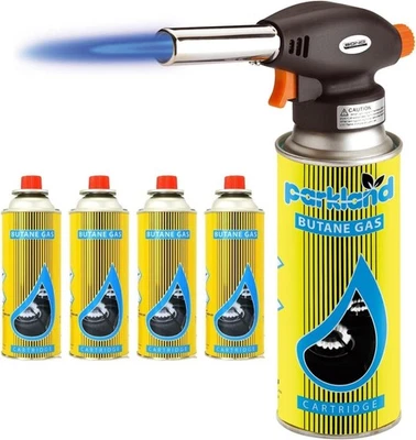 TOP HOME SOLUTIONS Butane Gas Blow Torch Burner Welding Auto Ignition Soldering BBQ Flame Thrower