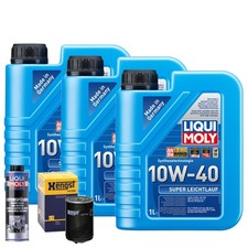 Motoröl 10W40 LIQUI MOLY Super Leichtlauf 3L+HENGST Ölfilter +Spülung