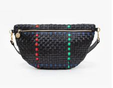 CLARE V. GRANDE FANNY PACK - BLACK PLAID WOVE...