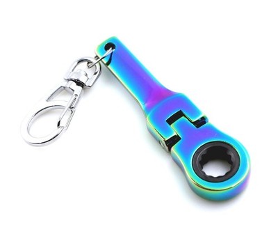 10mm Ratchet Wrench Keychain Flex Head 72-Tooth Mechanic Gift (Neo Chrome Pla...