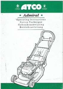 ATCO ADMIRAL 16S & 16ES BENZINMOTOR RASENMÄHER 1995 BESITZER ANLEITUNG HANDBUCH