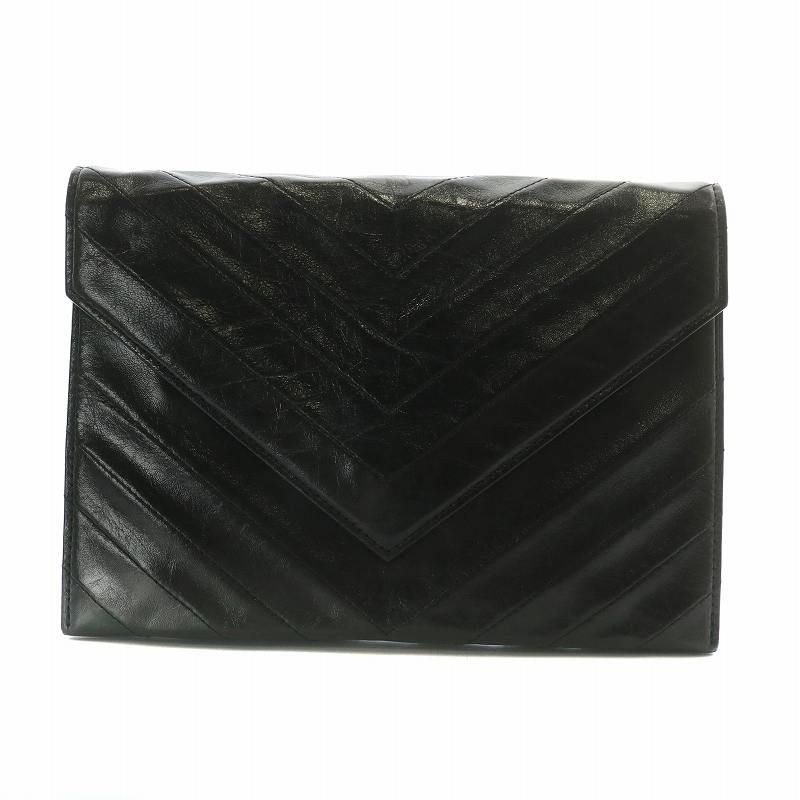Autentica pochette Yves Saint Laurent con motivo all over punto V all over all'interno