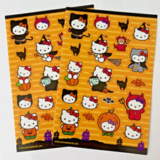 2 Vintage Halloween Hello Kitty Stickers Sanrio Witch Cat Pumpkin Bat Costumes 2 Vintage Halloween Hello Kitty Stickers Sanrio Witch Cat Pumpkin Bat Costumes
