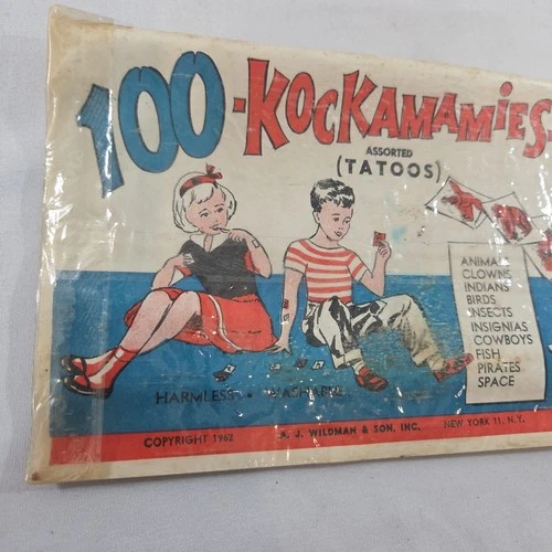 Vintage 1962 Washable Tattoo Sheet Kockamamies - A.J. Wildman NY USA - NEW NOS image 4