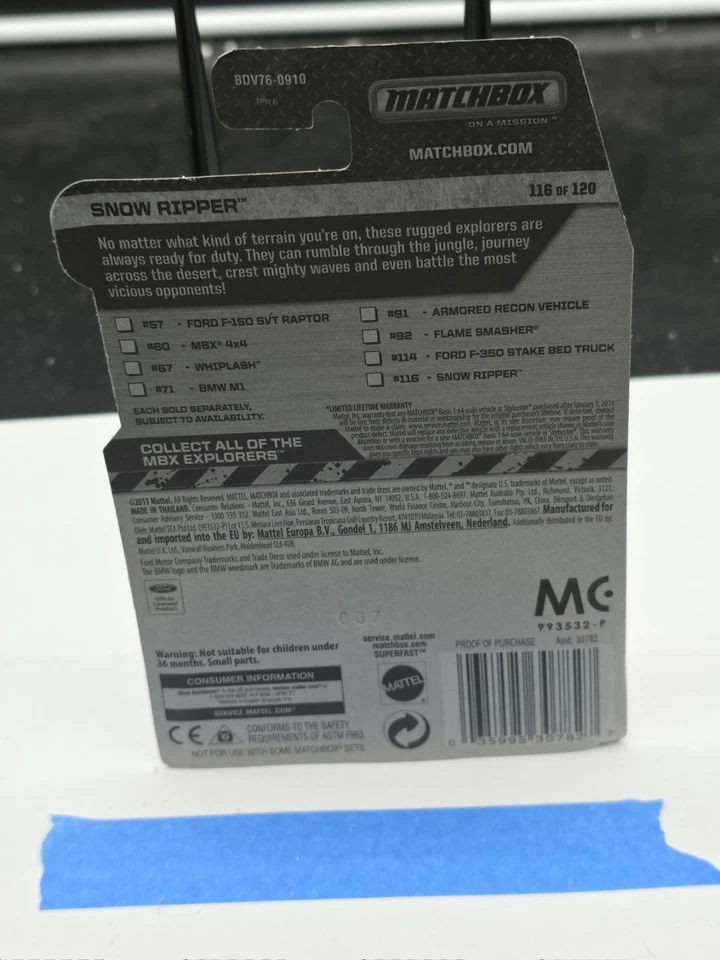 2012 Matchbox MBX Explorers Snow Ripper #116 - Image 2 of 2