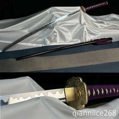  Purple sago Copper tsuba 5160 spring steel sharp blade Japanese Katana Sword 