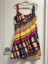 NINE WEST Patchwork Sleeveless Multicolor Lined Knee Length Dress Womens 10