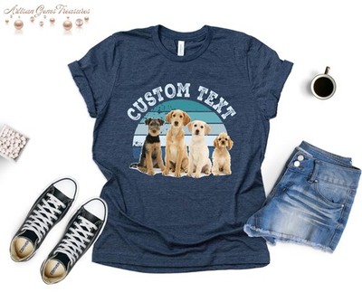 Custom Pet Photo Retro T-Shirt  Personalized Dog Mum Tee