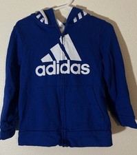 adidas Boys Full Zip Hoodie Sweatshirt - blue - Size 4T