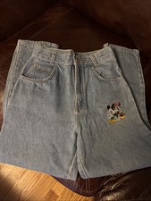 Vintage Mickey And Co Girls Embroidered Jeans Size 12 Blue Denim