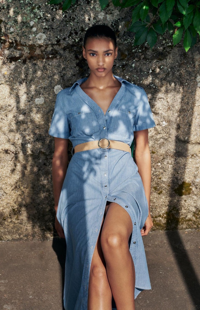denim shirt dress zara Z1975 SHORT DENIM DRESS - Mid-blue