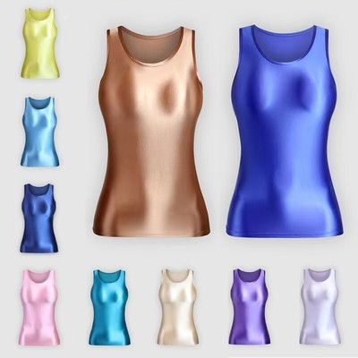 Damen Shiny Glitzer Activewear Tops Ärmellos Stretch Tights Yoga Sports T-shirts
