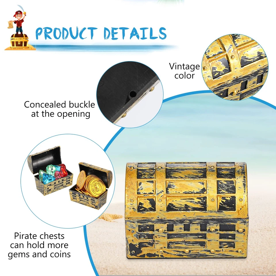 32 Piezas Mini Cofres del Tesoro Pirata 2.3 Pulgadas Plástico Cofres del Tesoro con un... Foto 3 de 4