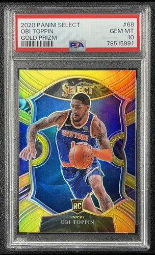OBI TOPPIN PSA 10 2020-21 PANINI SELECT #68 ROOKIE GOLD PRIZM RC 05/10 KNICKS