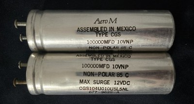 Aero M CGS 100000 10 VNP 85C Max 12 VDC 677-9628-A Electrolytic Capacitor Lot 2 