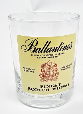 Ballntine's Low Ball Glass Finest Scotch Whiskey Bourbon Glass Barware 3.5'' Tall