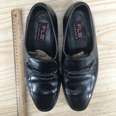 FLS Florsheim Shoes Mens 10.5 3E Penny Loafers Black Leather  display picture 1