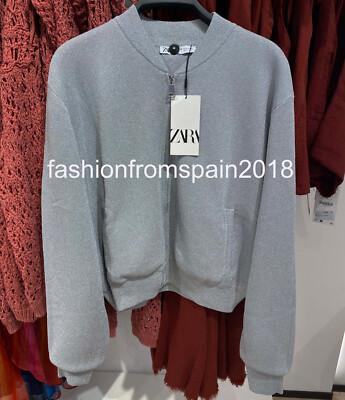 ZARA シルバー プードルヤーン ジャケット ニット カーディガン ZARA シルバー プードルヤーン ジャケット ニット カーディガン