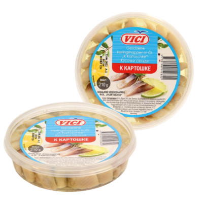 Gesalzene Heringshappen in Öl K Kartoschke 210g Fisch Hering