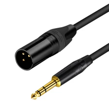 1/4" TRS Male Stereo to  XLR Male Balanced Interconnect Cable Gold Plated B20