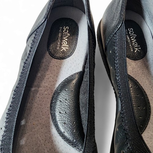 SoftWalk Womens Hampshire Ballerina Flat Black Leather Size 6.5 Walking Shoe - Picture 6 of 8