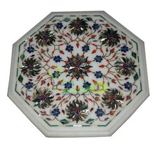 12" Marble Coffee Table Top Abalone Shell Handmade Floral Inlay Home Decor Gift