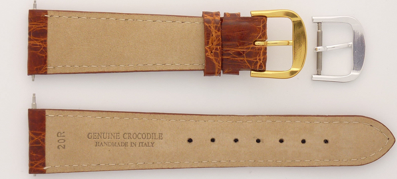 Genuine Crocodile Skin Cognac Brown Watch Band Strap, 16,17,18,19,20,22mm, USA