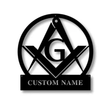 Personalized Masonic Metal Signs, Monogram Wall Decor, Custom Last Name Sign