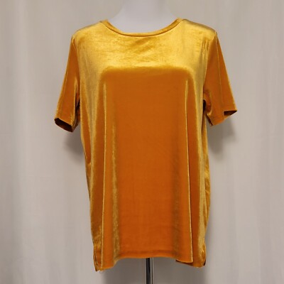 old navy tobacco leaf Old Navy Wmn's Short Sleeve Velvet Tee Pullover Tobacco Leaf Gold Size M  Stretch