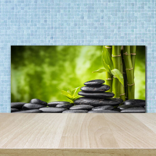 Küchenrückwand Spritzschutz aus Glas 100x50 Deko Blumen & Pflanzen Zen Steine - Bild 1 von 5