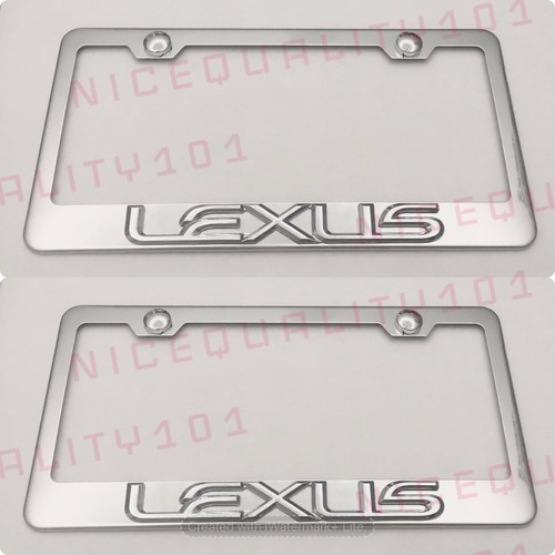 2X 3D Lexus F Sport Stainless Steel Chrome Finished License Plate Frame