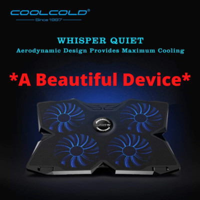 Gaming Laptop Cooling Pad Notebook Cooler Stand with Four Fans 2 USB Ports LED