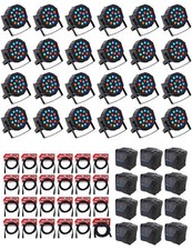  24 Rockville FHB-118 LED RGB DMX LED PAR Can Wash Lights 24 Cables Bags