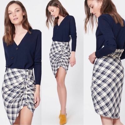 New Veronica Beard Blue Plaid Murphy skirt Sz 4