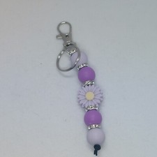 Purple daisy keychain silver. Handmade .
