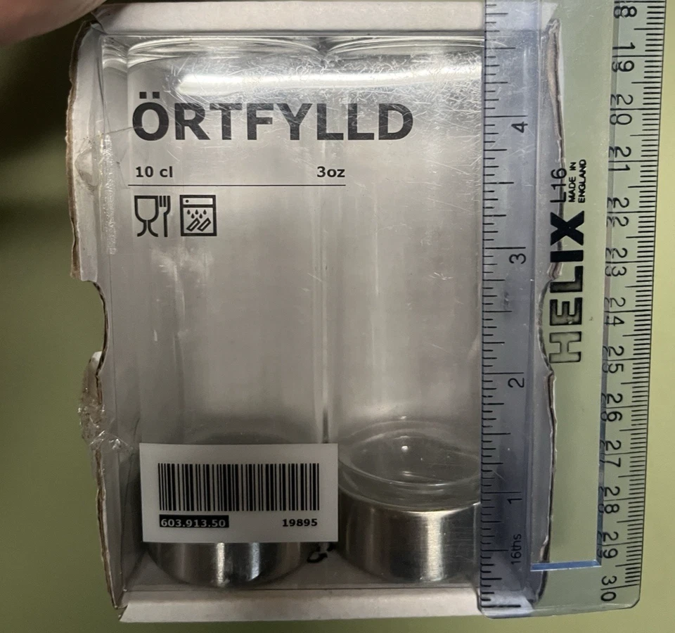 Nuevo Stock Antiguo - Ikea Ortfylld 2 Tarros de Especias 10cl 3oz Acero y Vidrio Örfylld, LEER Foto 3 de 4
