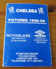 Chelsea football fixture card 1998/1999. Very good condition.