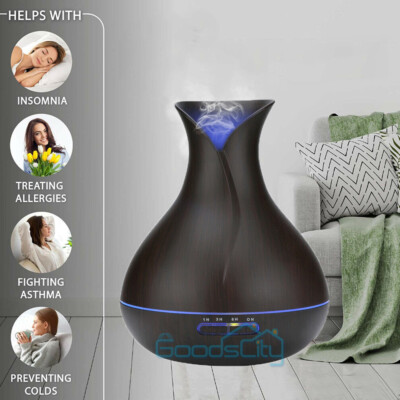 400ml Essential Oil Diffuser, Aromatherapy Ultrasonic Cool Mist Humidifier LED